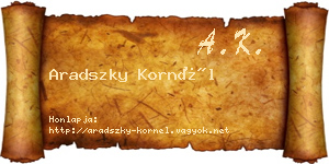 Aradszky Kornél névjegykártya